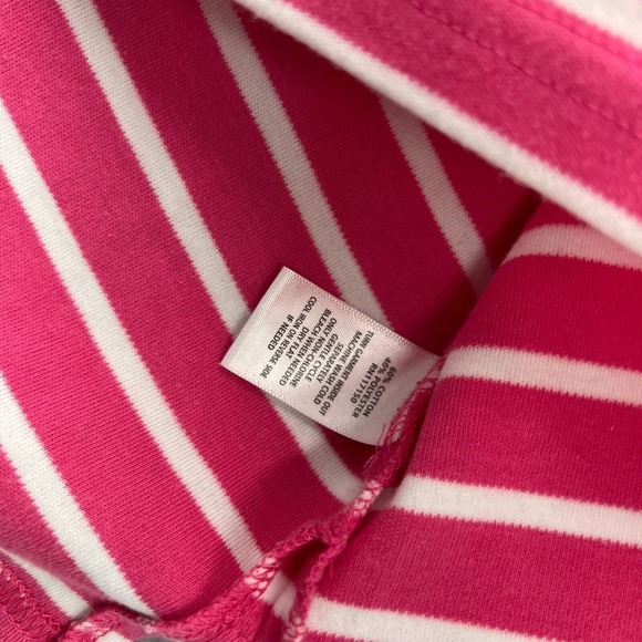 Quacker Factory Shirt Womens Medium Pink White Striped Paw Print Sequins Heart - Picture 3 of 7